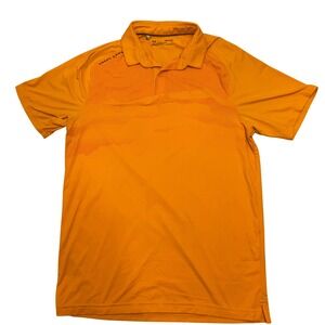 Under Armour Golf Polo Shirt‎ Men's Small Orange HeatGear Athletic Fit Mustard